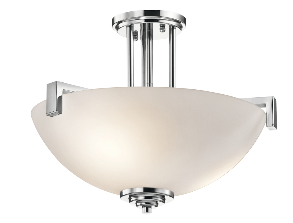 Eileen 14.5" 3 Light Convertible Inverted Pendant or Semi Flush with Satin Etched Cased Opal Gla