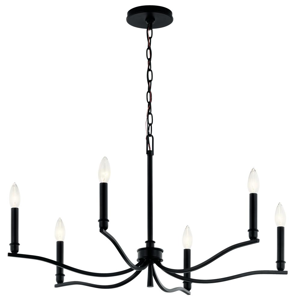 Malene 32 Inch 6 Light Chandelier in Black