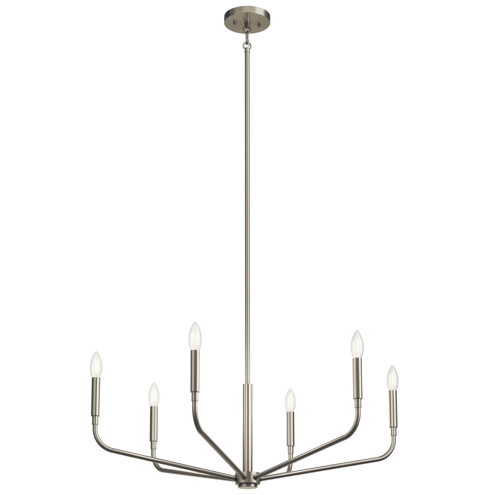 Madden 32 Inch 6 Light Chandelier in Brushed Nickel