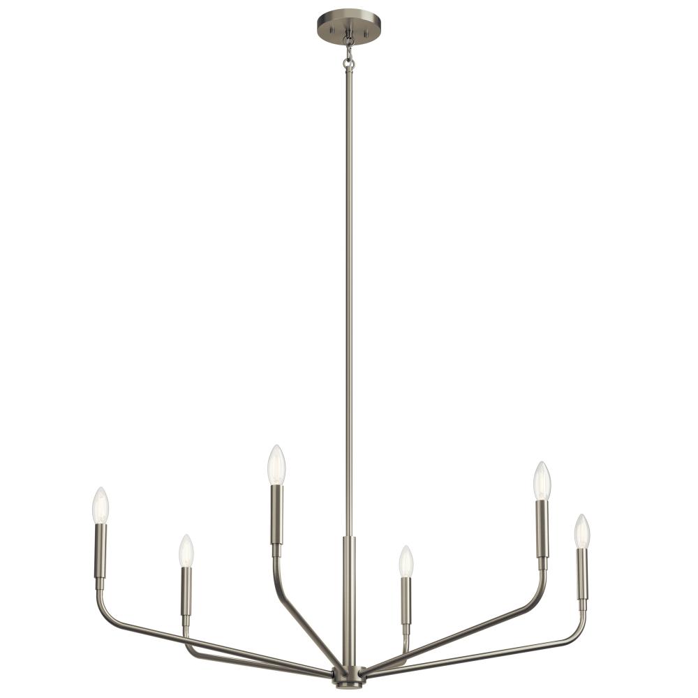 Madden 38 Inch 6 Light Chandelier in Brushed Nickel