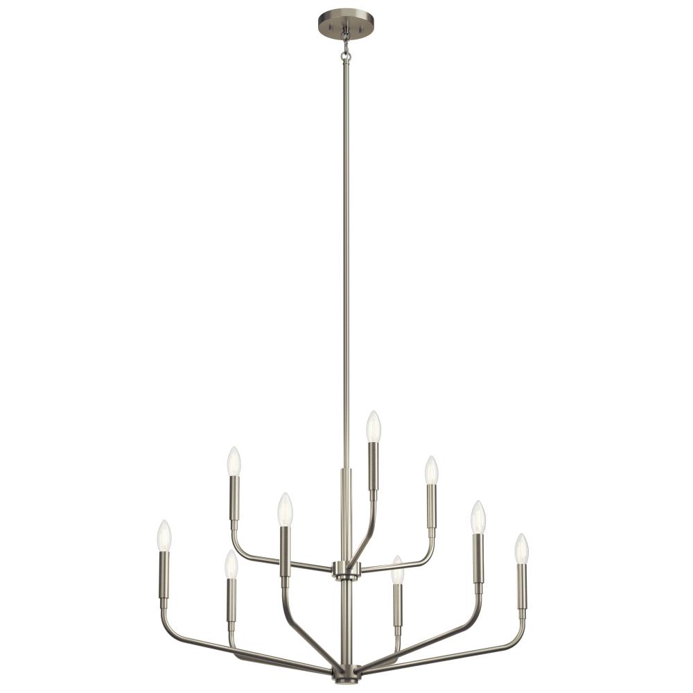 Madden 32 Inch 9 Light 2-Tier Chandelier in Brushed Nickel