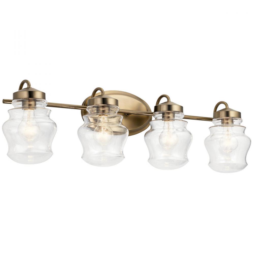 Janiel 33.25" 4 Light Vanity Light with Clear Glass in Classic Bronze