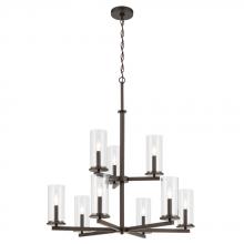 Kichler 44014OZ - Crosby 32.5" 9-Light 2-Tier Chandelier with Clear Glass in Olde Bronze