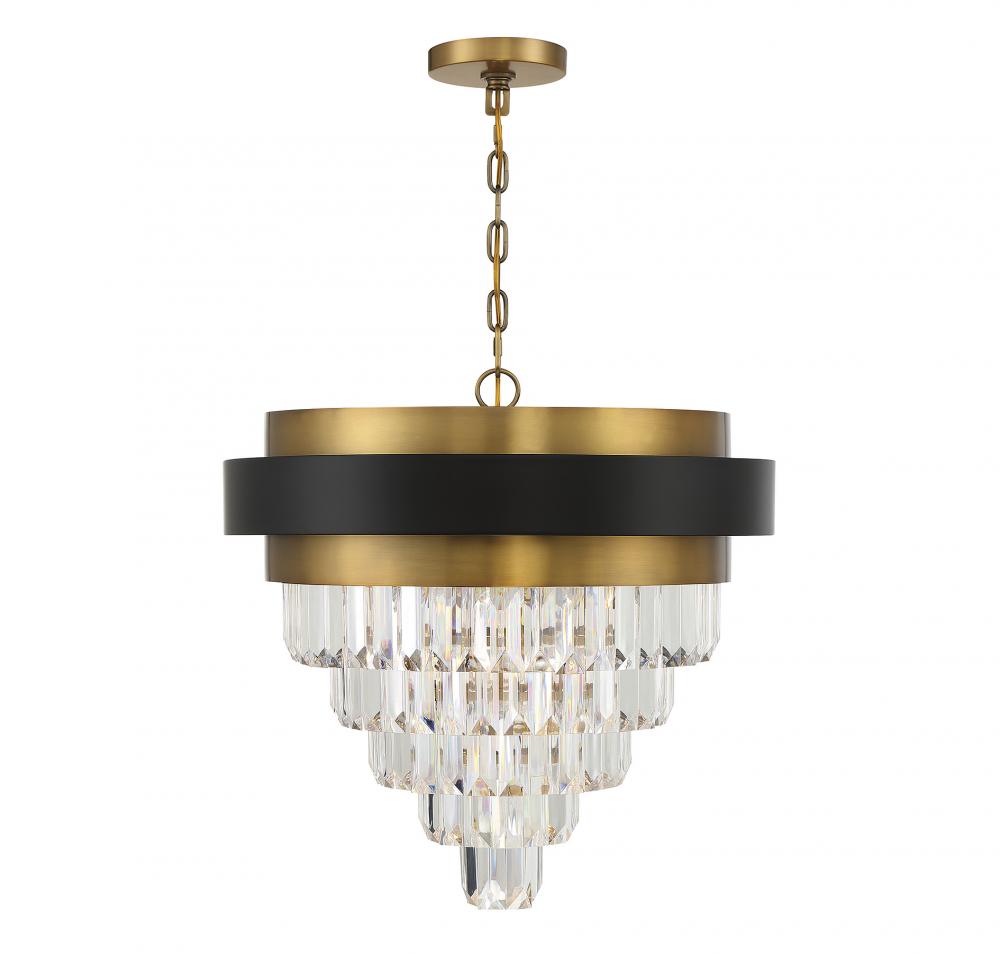 Marquise 4-Light Chandelier in Matte Black with Warm Brass Accents