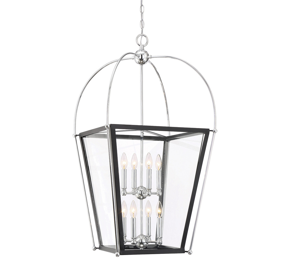 Dunbar 8-Light Pendant in Matte Black with Polished Chrome Accents