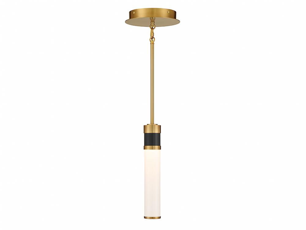 Abel LED Mini-Pendant in Matte Black with Warm Brass Accents