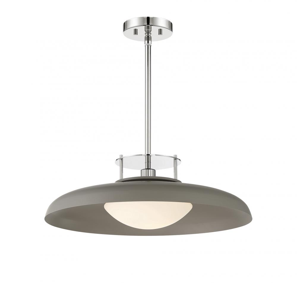 Gavin 1-Light Pendant in Gray with Polished Nickel Accents