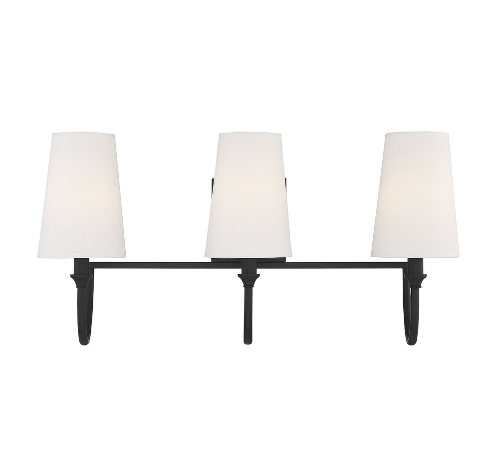 Cameron 3-Light Bathroom Vanity Light in Matte Black