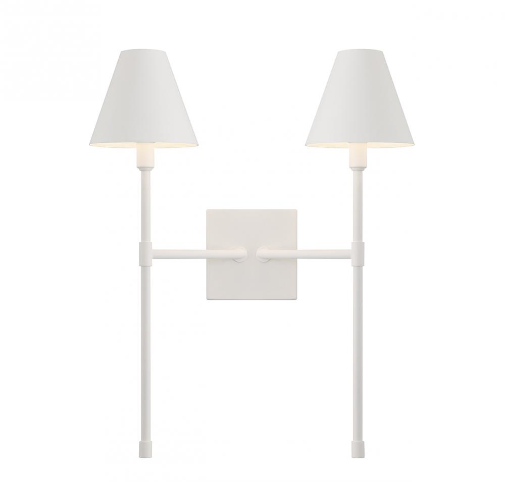 Jefferson 2-Light Wall Sconce in Bisque White
