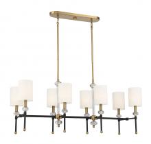 Savoy House 1-1889-8-143 - Tivoli 8-Light Linear Chandelier in Matte Black with Warm Brass Accents