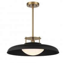 Savoy House 7-1690-1-143 - Gavin 1-Light Pendant in Matte Black with Warm Brass Accents