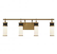 Savoy House 8-1638-4-143 - Abel 4-Light LED Bathroom Vanity Light in Matte Black with Warm Brass Accents