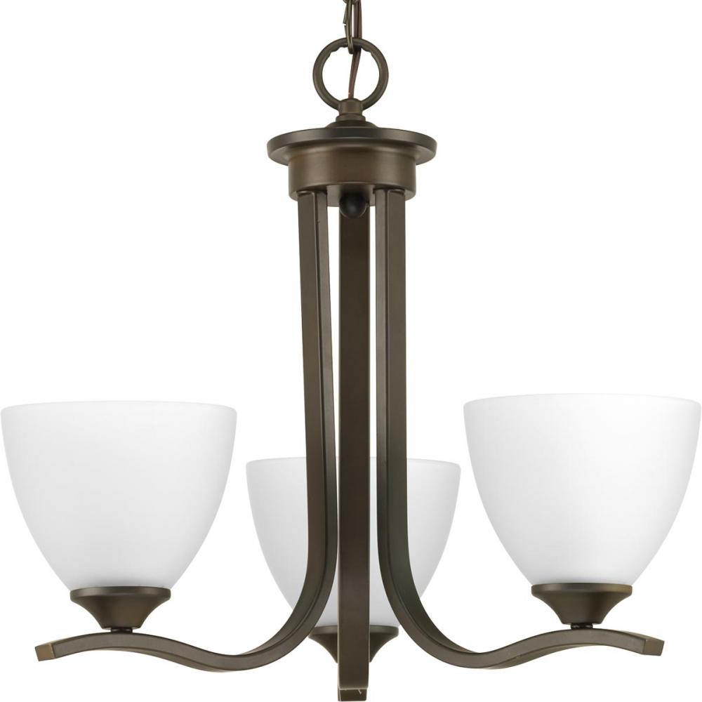 Laird Collection Three-Light Antique Bronze Etched Glass Traditional Chandelier Light