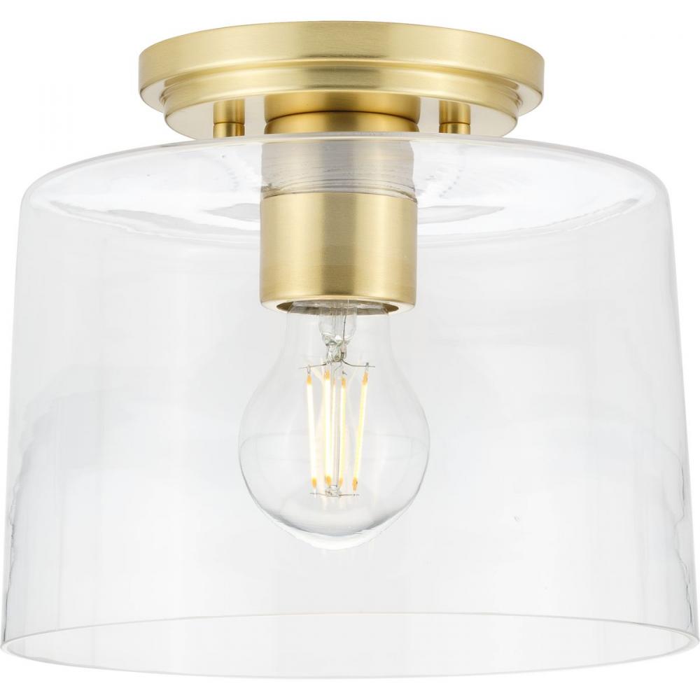 Adley Collection  One-Light Satin Brass Clear Glass New Traditional Flush Mount Light