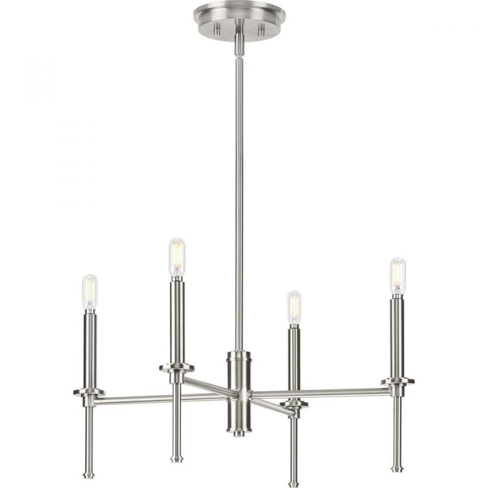 Elara Collection Four-Light New Traditional Brushed Nickel  Chandelier Light