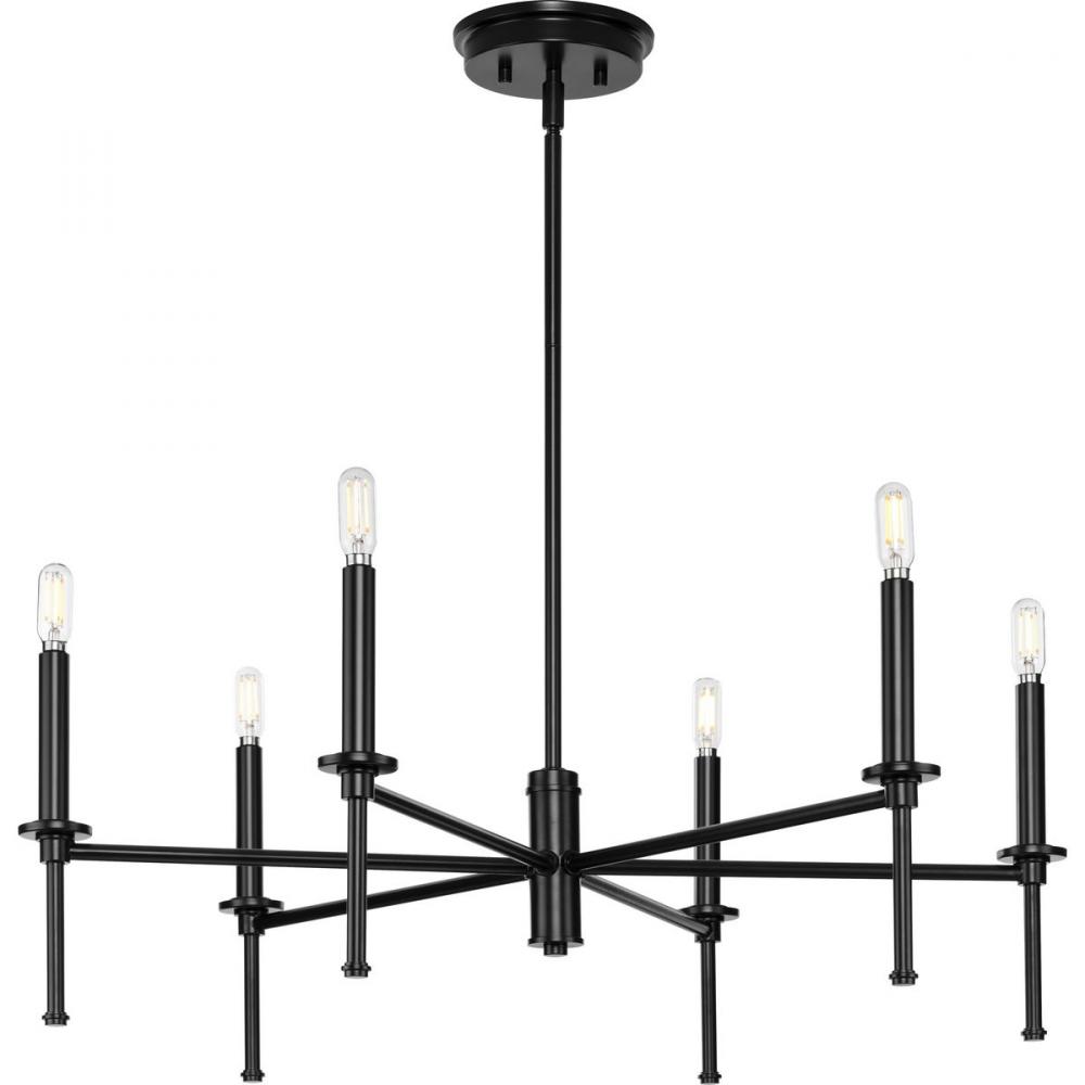 Elara Collection Six-Light New Traditional Matte Black  Chandelier Light