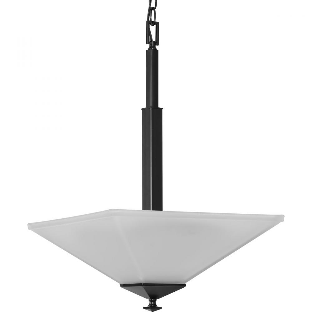 Clifton Heights Collection Two-Light Modern Farmhouse Matte Black Etched Glass Inverted Pendant Ligh