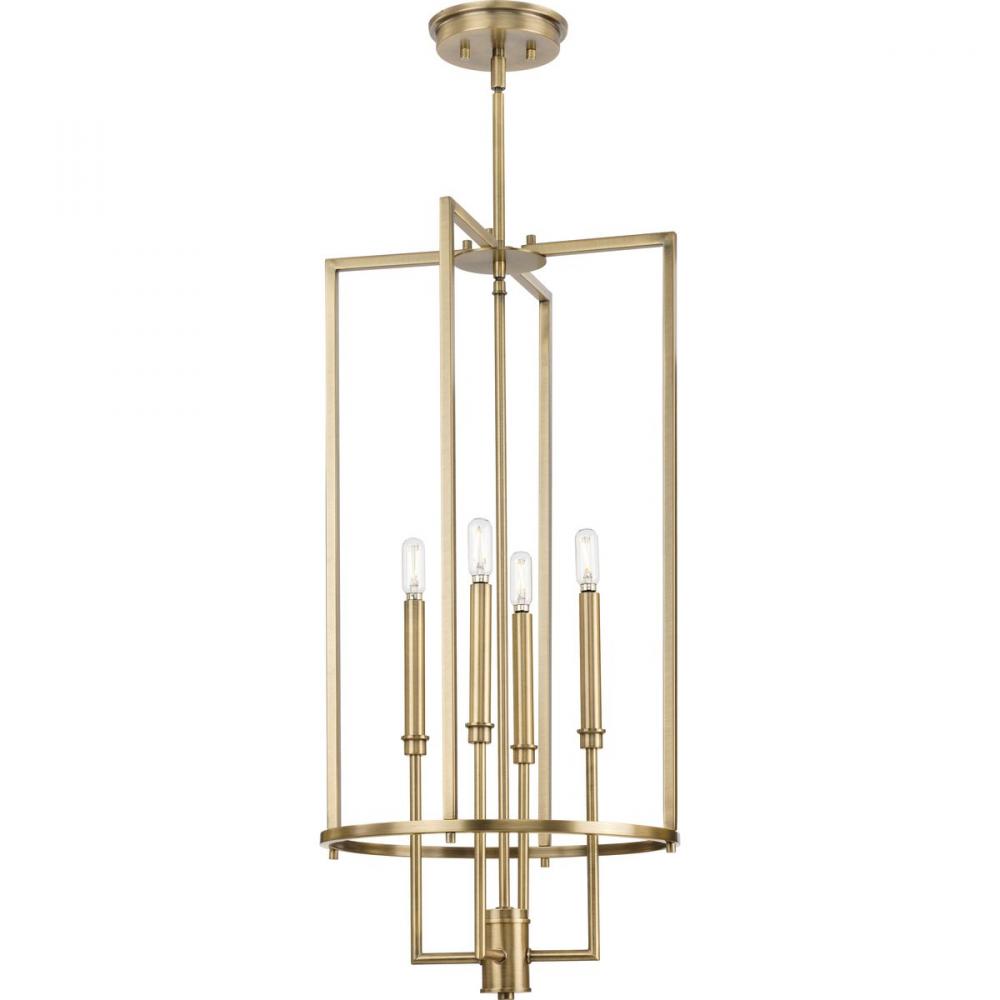 Elara Collection Four-Light New Traditional Vintage Brass  Chandelier Foyer Light
