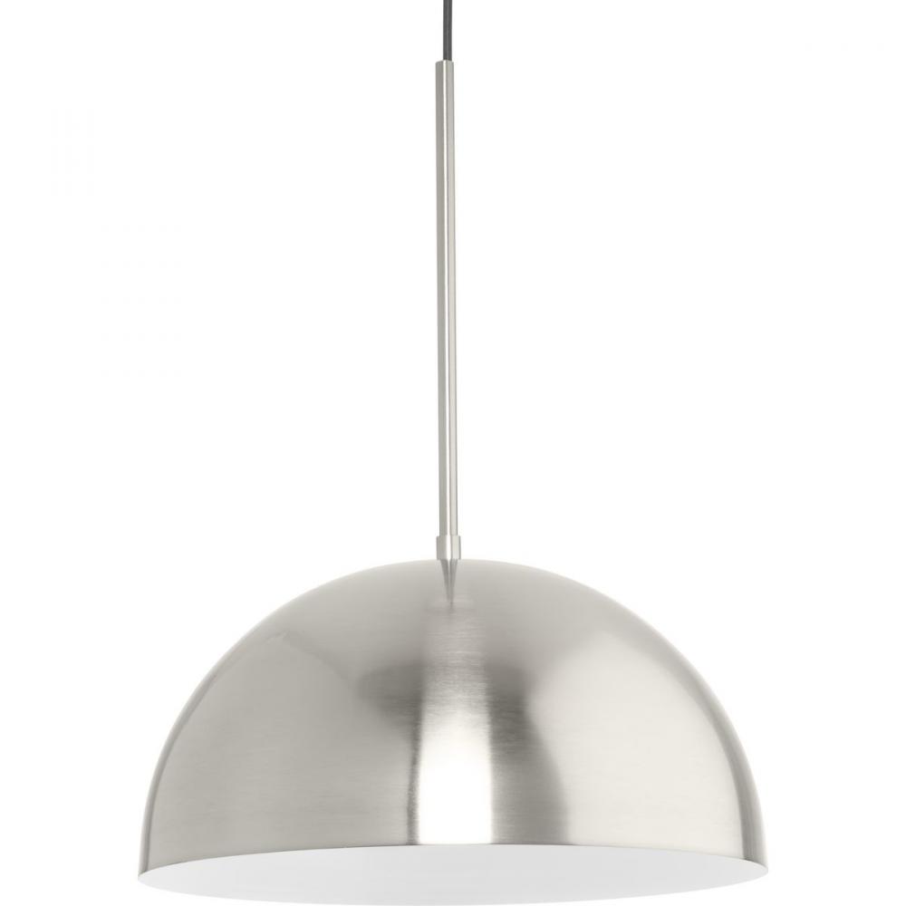 Perimeter Collection One-Light Brushed Nickel Mid-Century Modern Pendant with metal Shade