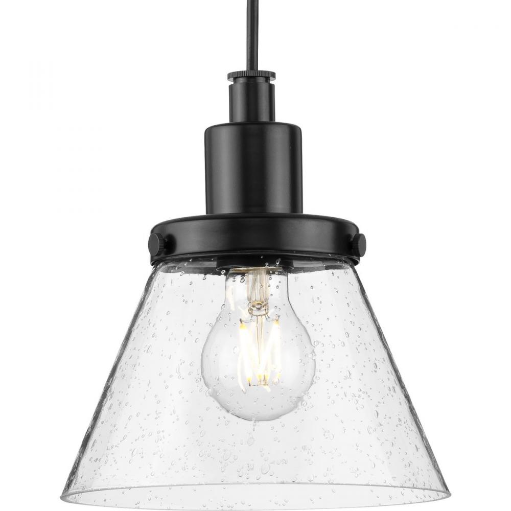 Hinton Collection One-Light Matte Black Modern Farmhouse Pendant