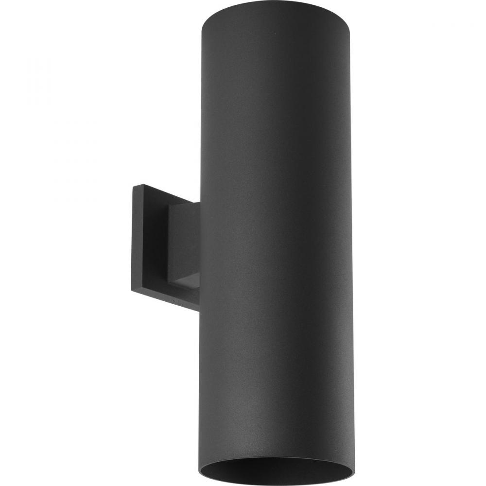 6" Outdoor Up/Down Wall Cylinder Two-Light Modern Black Outdoor Wall Lantern with Top Lense
