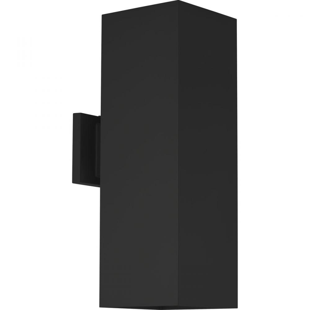 6" Square Up/Down Wall Lantern Two-Light Modern Black Outdoor Wall Lantern with top lense