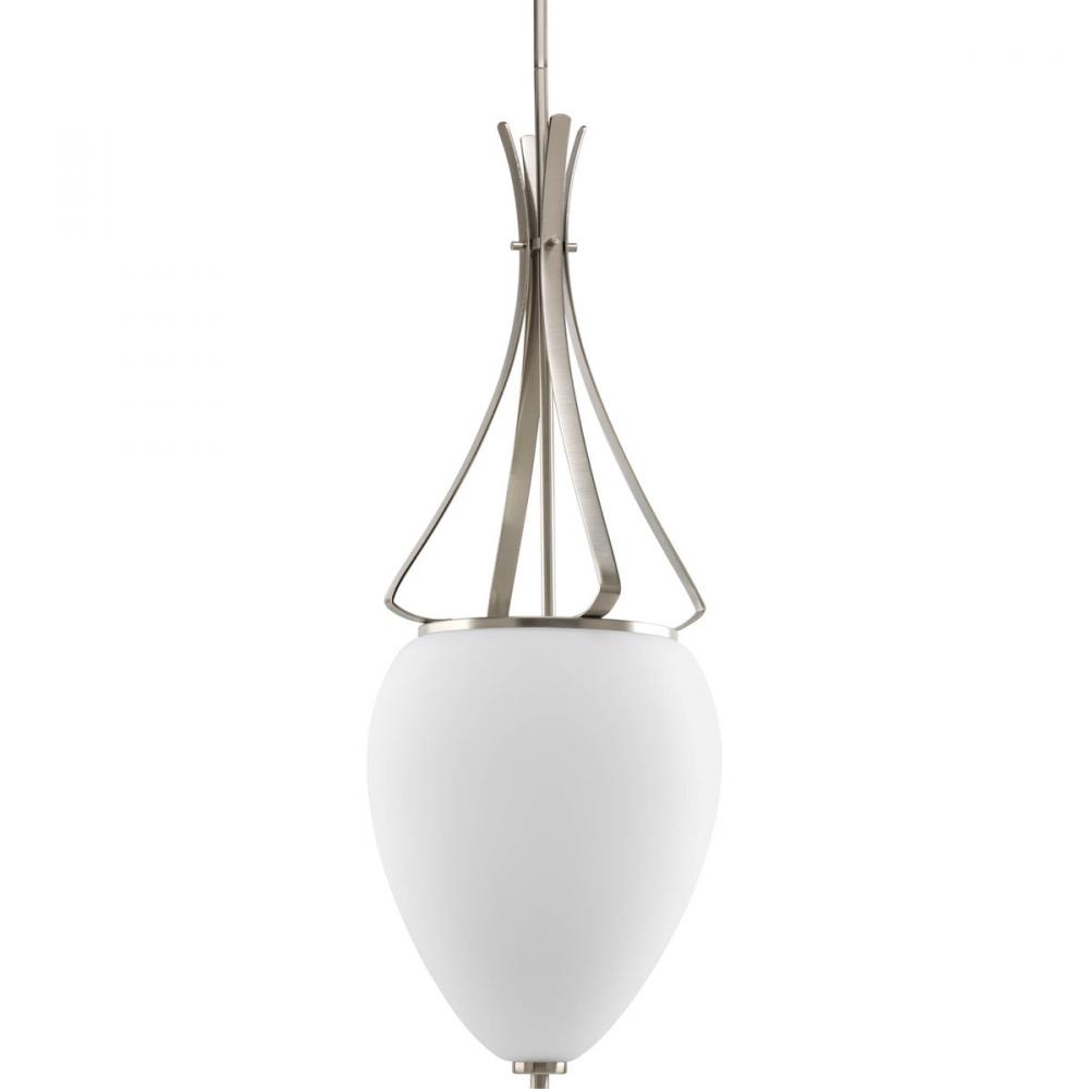 Two Light Brushed Nickel Opal Etched Glass Foyer Hall Pendant
