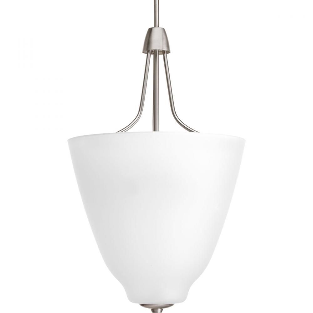 Three Light Brushed Nickel Etched Glass Foyer Hall Pendant