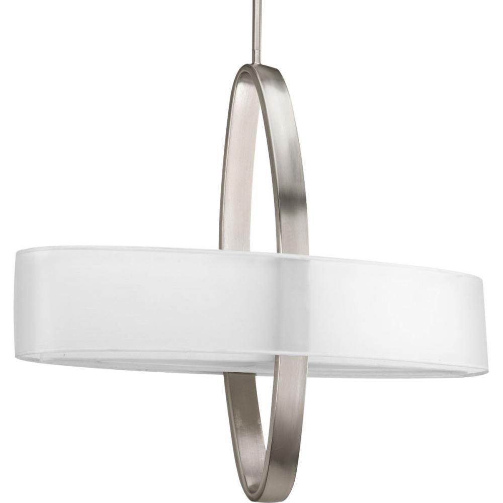 Four Light Brushed Nickel White Glass Up Pendant