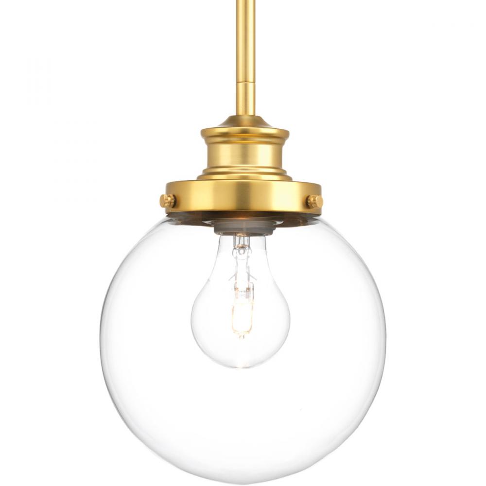 Penn Collection One-Light Natural Brass Clear Glass Farmhouse Mini-Pendant Light