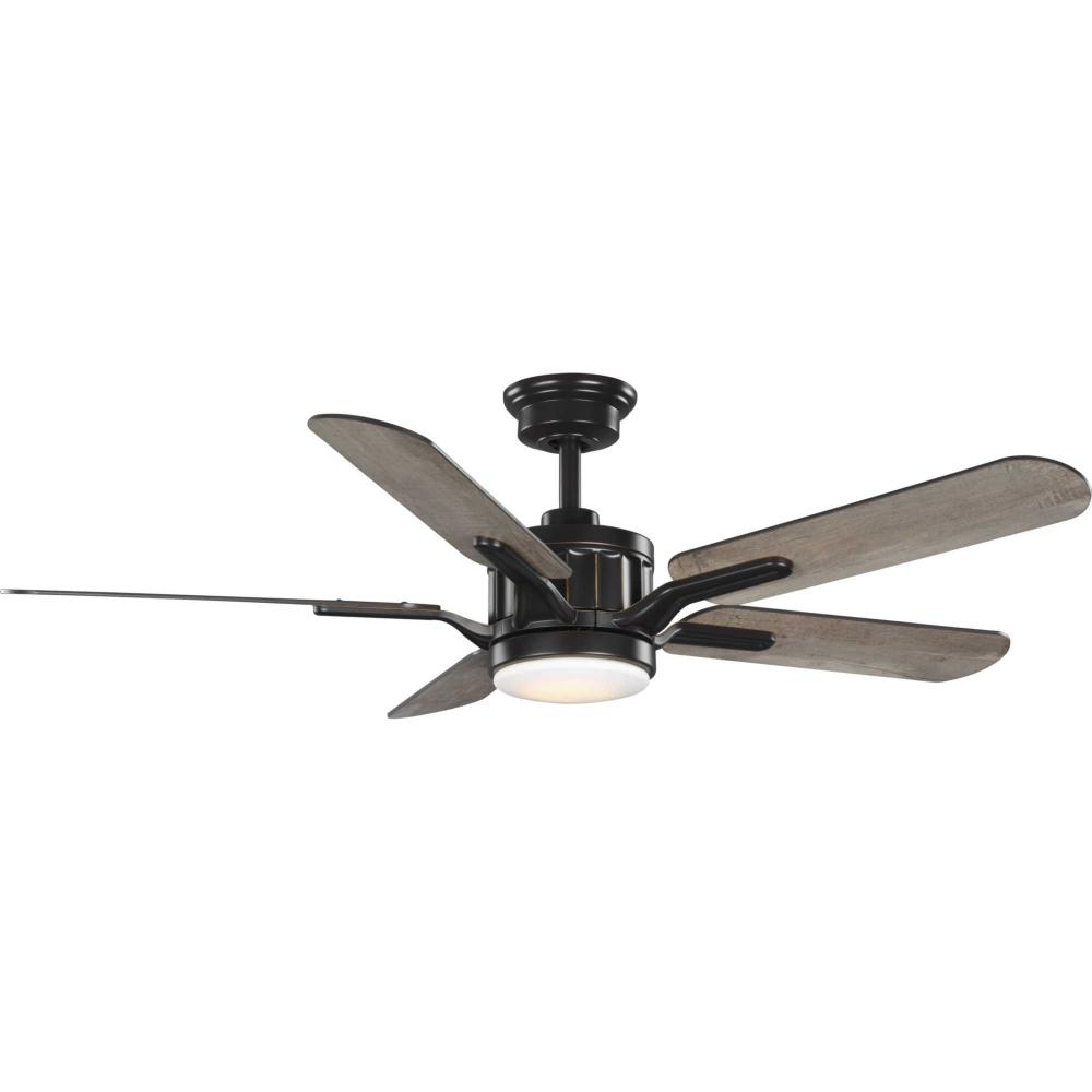 Claret Collection 5-Blade Reversible Antique Wood/Chestnut 54-Inch AC Motor LED Transitional Ceiling