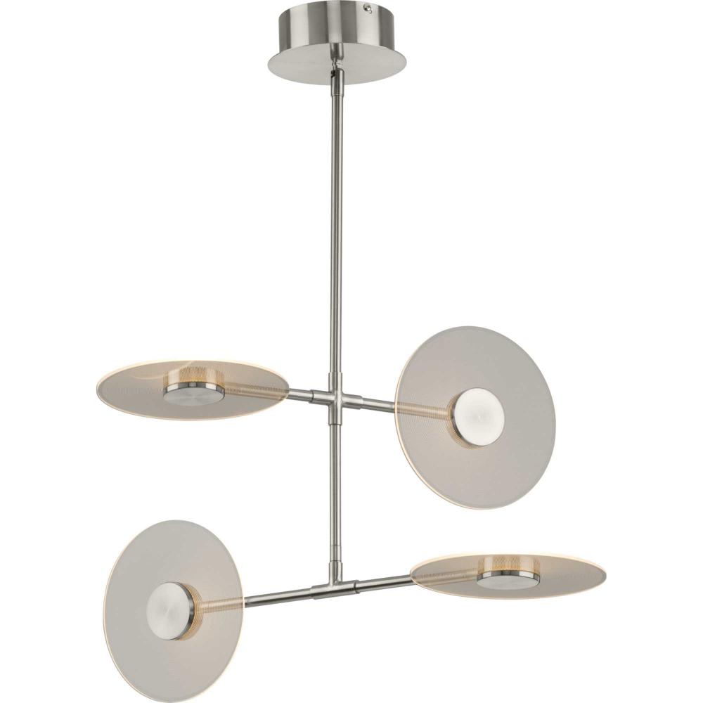 Spoke LED Collection Four-Light Brushed Nickel Modern Style Hanging Chandelier Light