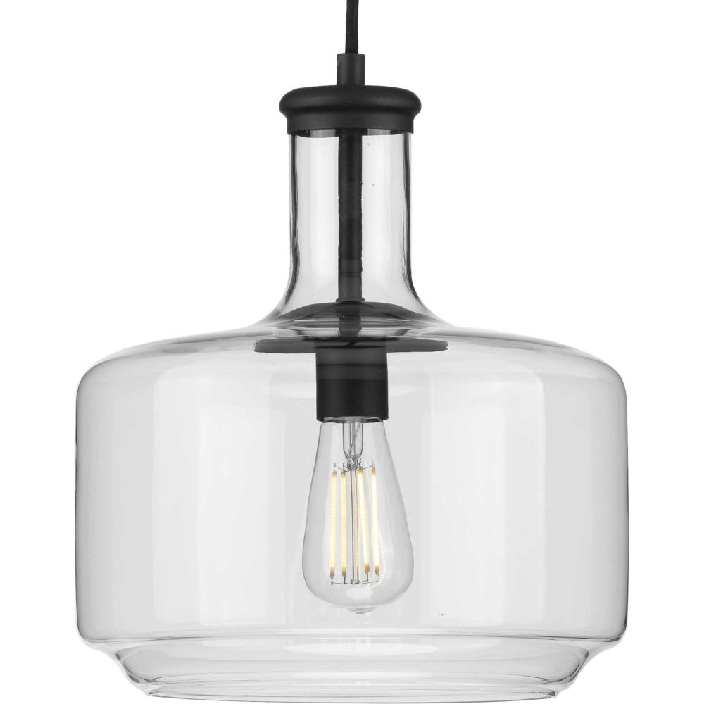 Latrobe Collection One-Light Matte Black Clear Glass Coastal Pendant Light