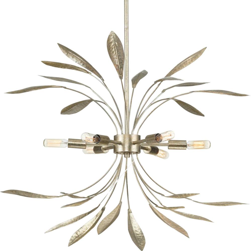 Mariposa Collection Six-Light Gilded Silver Hanging Pendant Light
