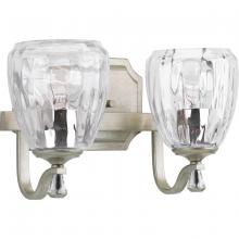 Progress P300117-134 - Anjoux Collection Two-Light Silver Ridge Clear Water Glass Luxe Bath Vanity Light