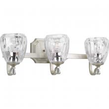 Progress P300118-134 - Anjoux Collection Three-Light Silver Ridge Clear Water Glass Luxe Bath Vanity Light