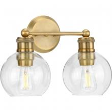 Progress P300050-163 - Hansford Collection Two-Light Vintage Brass Clear Glass Farmhouse Bath Vanity Light