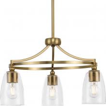 Progress P400295-109 - Parkhurst Collection Three-Light New Traditional Brushed Bronze Clear Glass Chandelier Light
