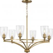 Progress P400297-109 - Parkhurst Collection Six-Light New Traditional Brushed Bronze Clear Glass Chandelier Light