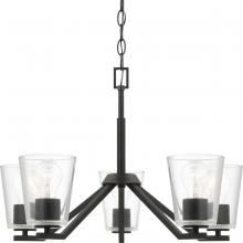 Progress P400341-31M - Vertex Collection Five-Light Matte Black Clear Glass Contemporary Chandelier