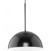 Progress P500379-31M - Perimeter Collection One-Light Matte Black Mid-Century Modern Pendant with metal Shade