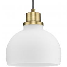 Progress P500406-163 - Garris Collection One-Light Vintage Brass Etched Opal Glass Transitional Mini-Pendant