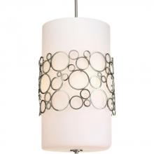 Progress P3711-09 - Three Light Brushed Nickel Opal Etched Glass Drum Shade Pendant