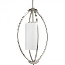 Progress P3937-09 - Two Light Brushed Nickel Opal Etched Glass Open Frame Foyer Hall Fixture