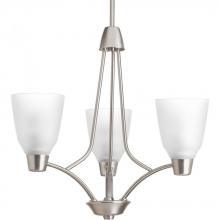 Progress P4171-09WB - Three Light Brushed Nickel Etched Glass Up Chandelier