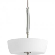 Progress P5062-09 - Three Light Brushed Nickel Opal Etched Glass Drum Shade Pendant