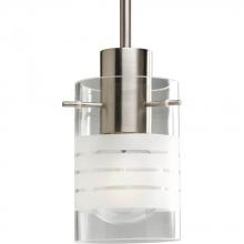 Progress P5158-09 - Modern Pendant One-Light Brushed Nickel Clear And Etched Glass Mini-Pendant Light