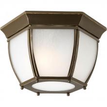 Progress P6020-20 - Two Light Antique Bronze Etched Seeded Glass Outdoor Flush Mount