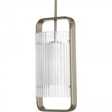 Progress P6515-09EE - One Light Brushed Nickel Clear Ribbed Glass Hanging Lantern