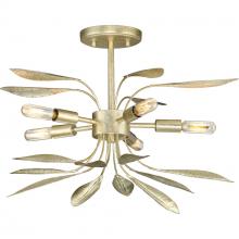 Progress P350210-176 - Mariposa Collection Five-Light Gilded Silver Convertible Semi-Flush Ceiling or Hanging Pendant Light